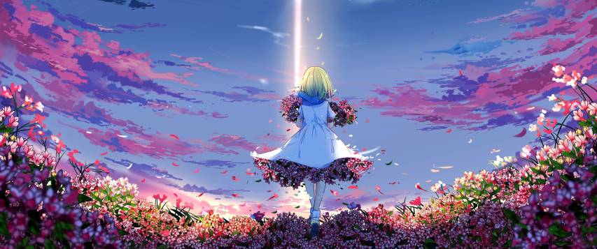 3440x1440, Anime Spring Scenery Backgrounds Picture