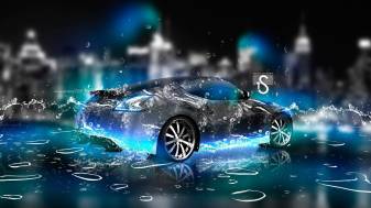 3d Neon Car Wallpaper free for Download