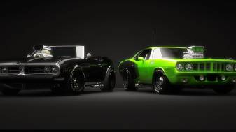 3d Black and Green Cars Wallpaper