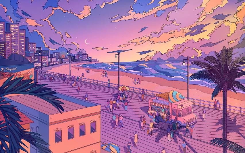 City Anime Beach Minimal Wallpapers high Size