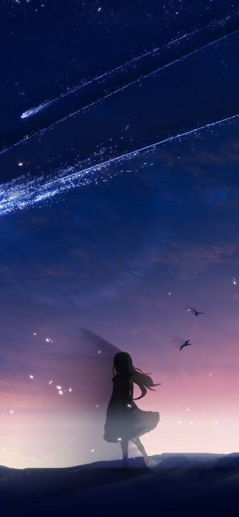 Cool Anime Sky and Girl iPhone Wallpapers