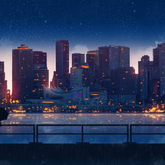 Anime City Background Night for iPad