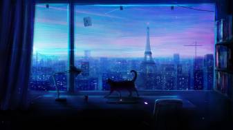 Anime City Scenery Background Night