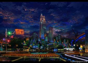 Anime City Background Night image hd