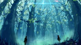 Anime Forest at Night Background for desktop