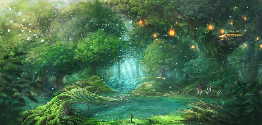 Art Anime Forest hd Wallpaper image