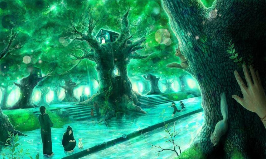 Mobile wallpaper Anime Forest Tree 774731 download the picture for free