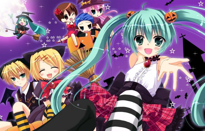 Halloween Anime Girls Background Pc