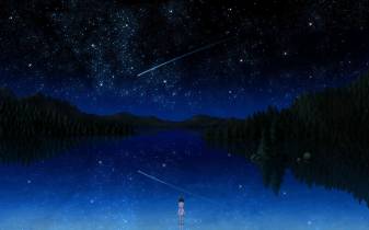 Desktop Anime Wallpaper of Night Sky