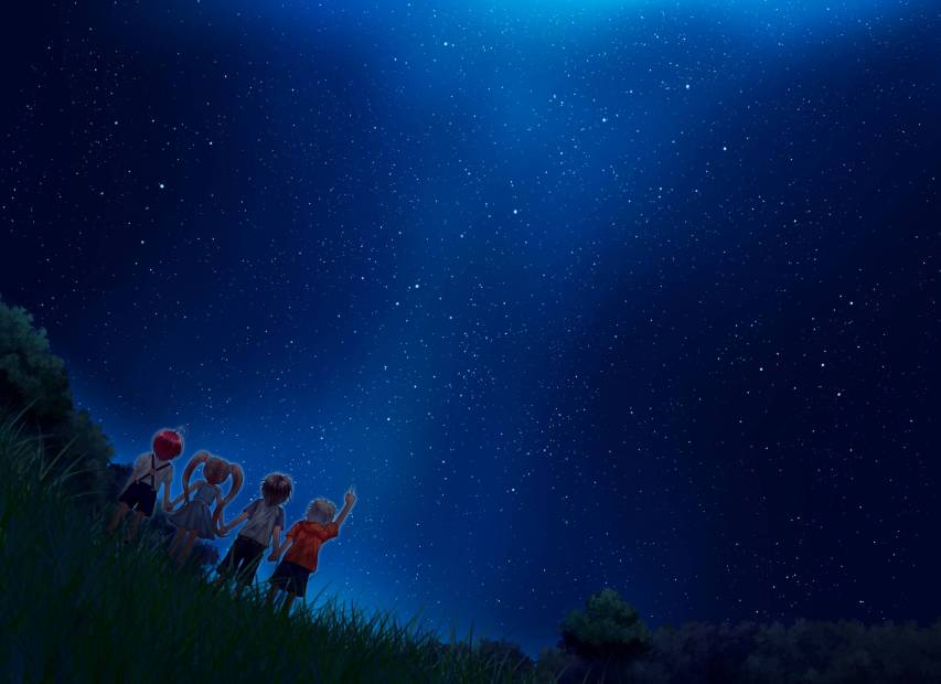 Anime Picture of a Night Sky Wallpaper high res