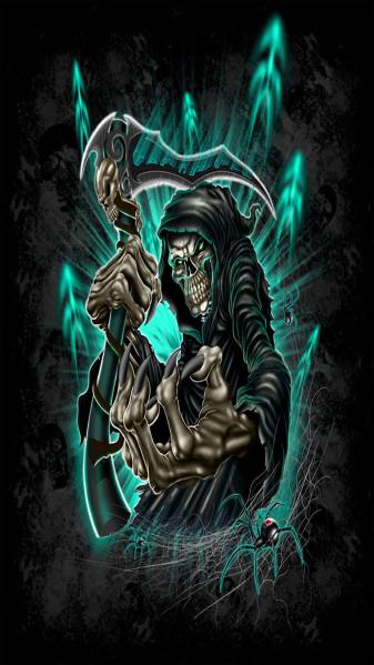 Neon, Skull, Grim Reaper, Badass iPhone Wallpapers