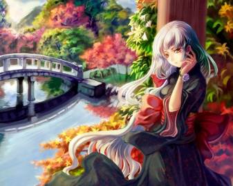 Scenery, Beautiful, Anime Girl Wallpaper for iPad