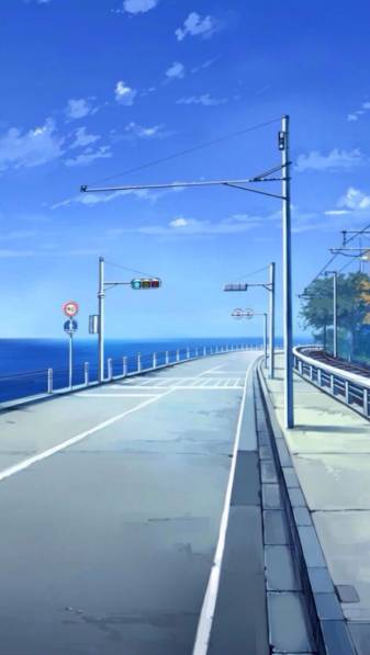 Blue Aesthetic Anime Scenery Wallpaper Photos for iPhone