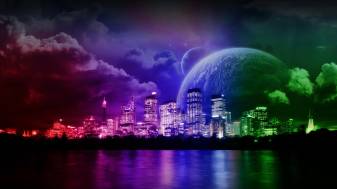 Purple, Green, Neon, City Picture Backgrounds 1080p