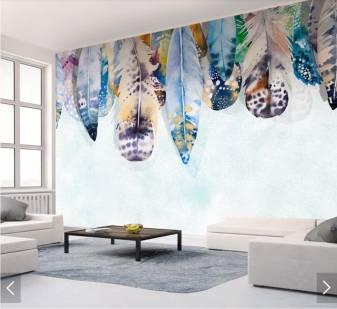 Colorful Feather Print Wallpaper, Mural, Art