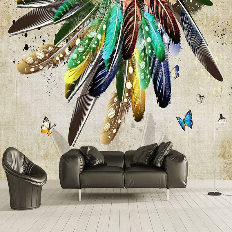 Colorful Design Feather Wallpaper Mural