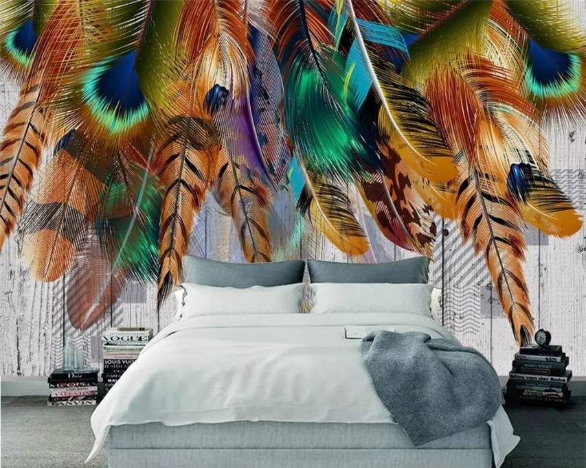 Free Colorful Feather Wall Wallpaper