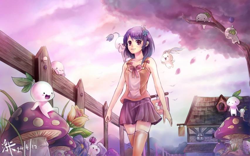 Desktop Wallpaper Cute Anime Girl Angel Girl Wings Hd Image Picture  Background D17257