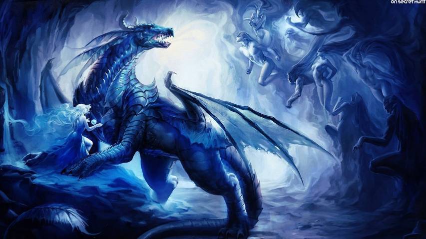 Blue Dragon fantasy Background Wallpapers
