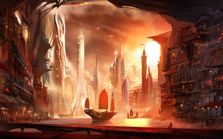 Fantasy City Backgrounds Photos, Pictures