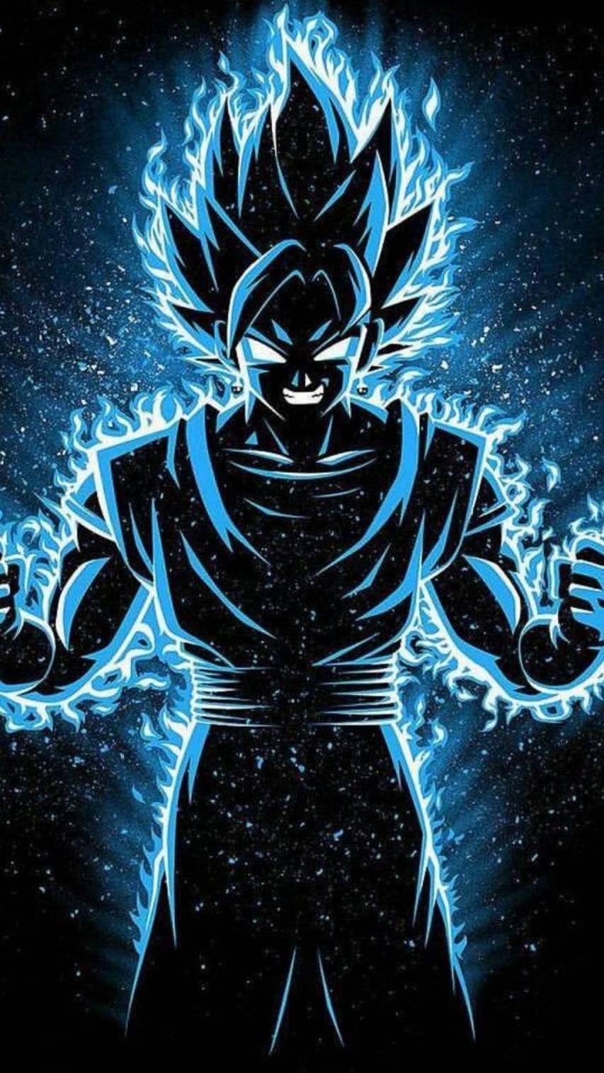 Blue Neon Goku Black iPhone Wallpaper