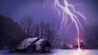 Winter, Night, 1080p Lightning Strike image Backgrounds