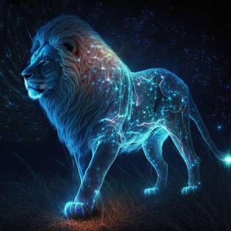 Free Blue Neon Lion Wallpaper Abstract