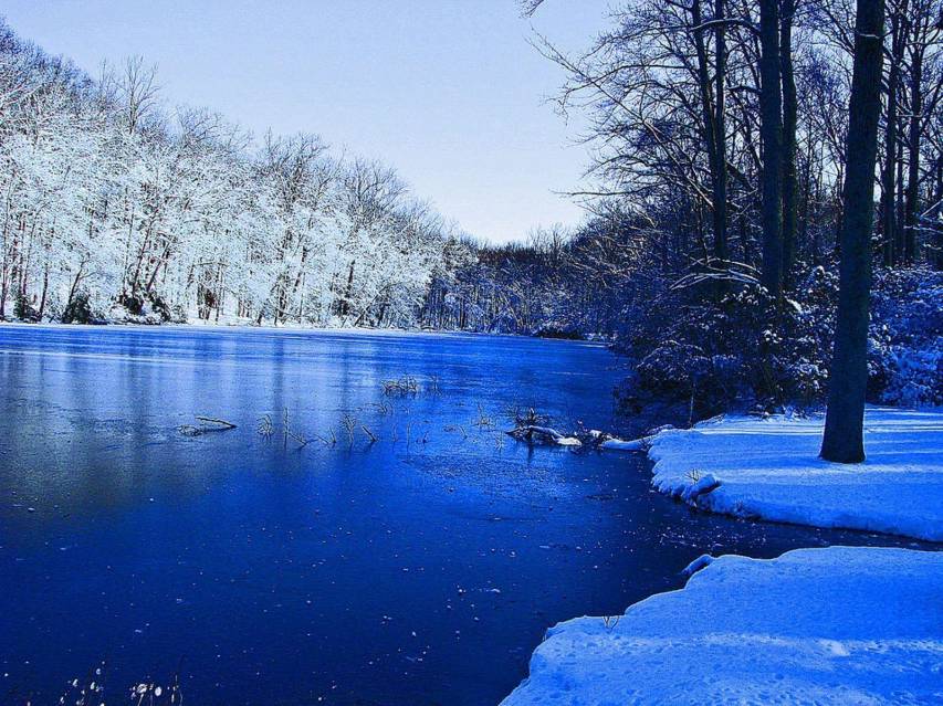 Cool Blue lake Winter Desktop Wallpapers image