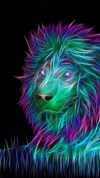 Neon Lion iPhone Backgrounds
