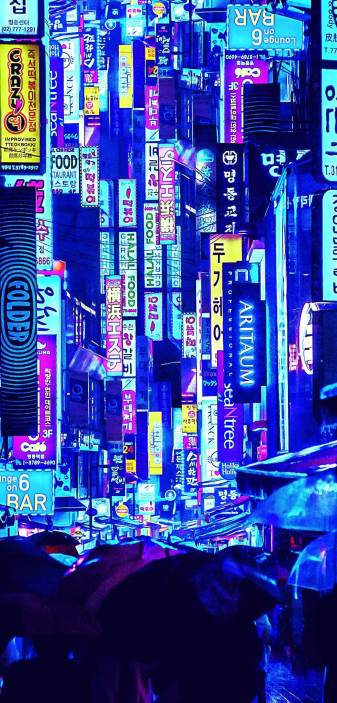 Neon Anime City Wallpapers Pic for iPhone