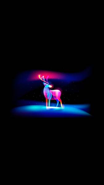 Download Neon Painting Deer Wallpaper for iPhone
