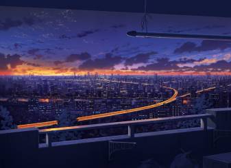 Night Anime City Landscape free Backgrounds