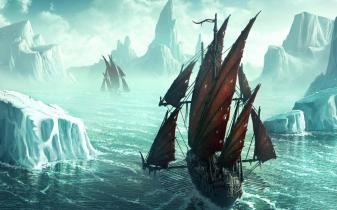 Pirate Ship Glacier Wallpaper Desktop