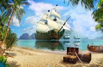 Download Pirate Ship island Background