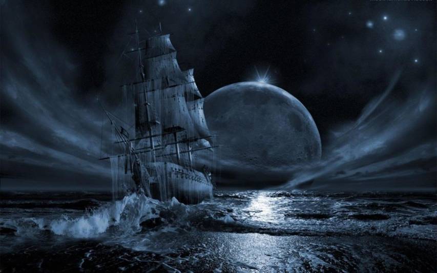 Dark Pirate Ship Fantasy Wallpaper