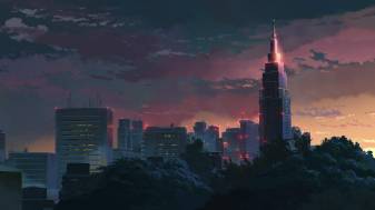 Sunset, Buildings, Cool Pixel Art 1080p Wallpapers