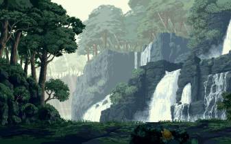 Hd image Waterfall Pixel Art Wallpapers