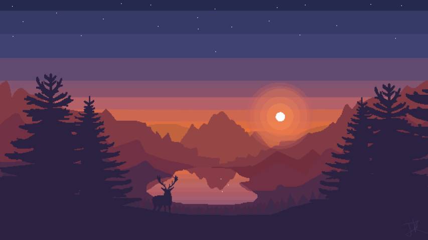 Minimal Sunset Pixel Art 1080p Backgrounds