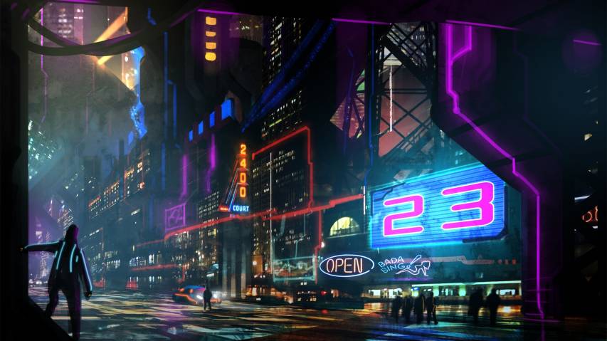 Neon, Sci fi Retro Background Wallpapers