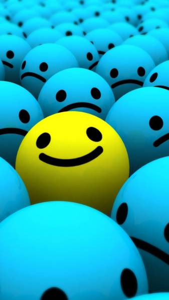 Yellow and Blue Smiley face Wallpaper iPhone