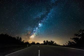 Night Landscape and Stars Background high res