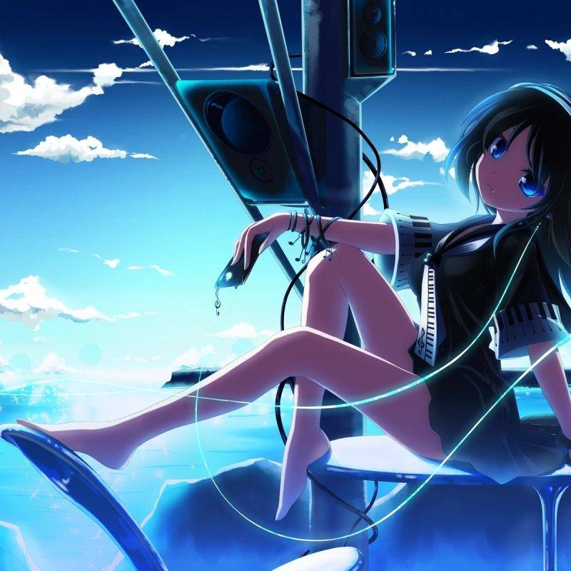 Alone anime girl listening to music Wallpapers Download  MobCup