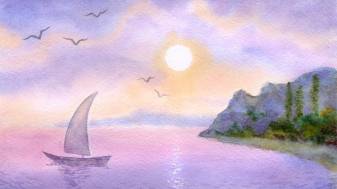 Sail Boat, Nature, Watercolor Scenes Wallpapers for Desktop
