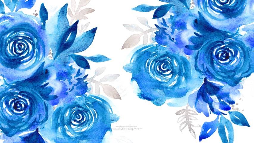 Blue Watercolor Flowers Wallpaper Photos for Desktop