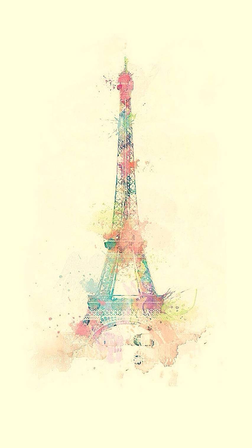 Eyfel, Paris, Pastel Art, Watercolor iPhone Background Pictures