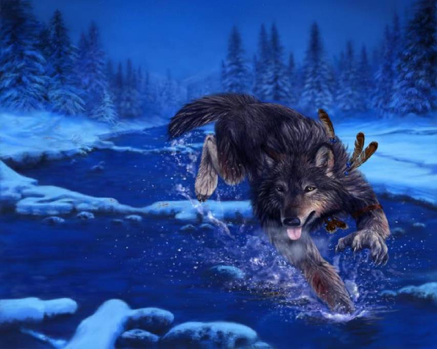 Blue Werewolf Cartoon Wallpaper for iPad Pro