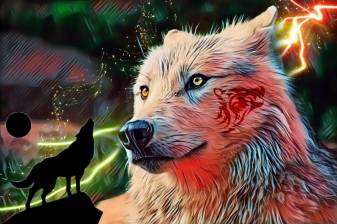 Desktop Colorful Wolf Background